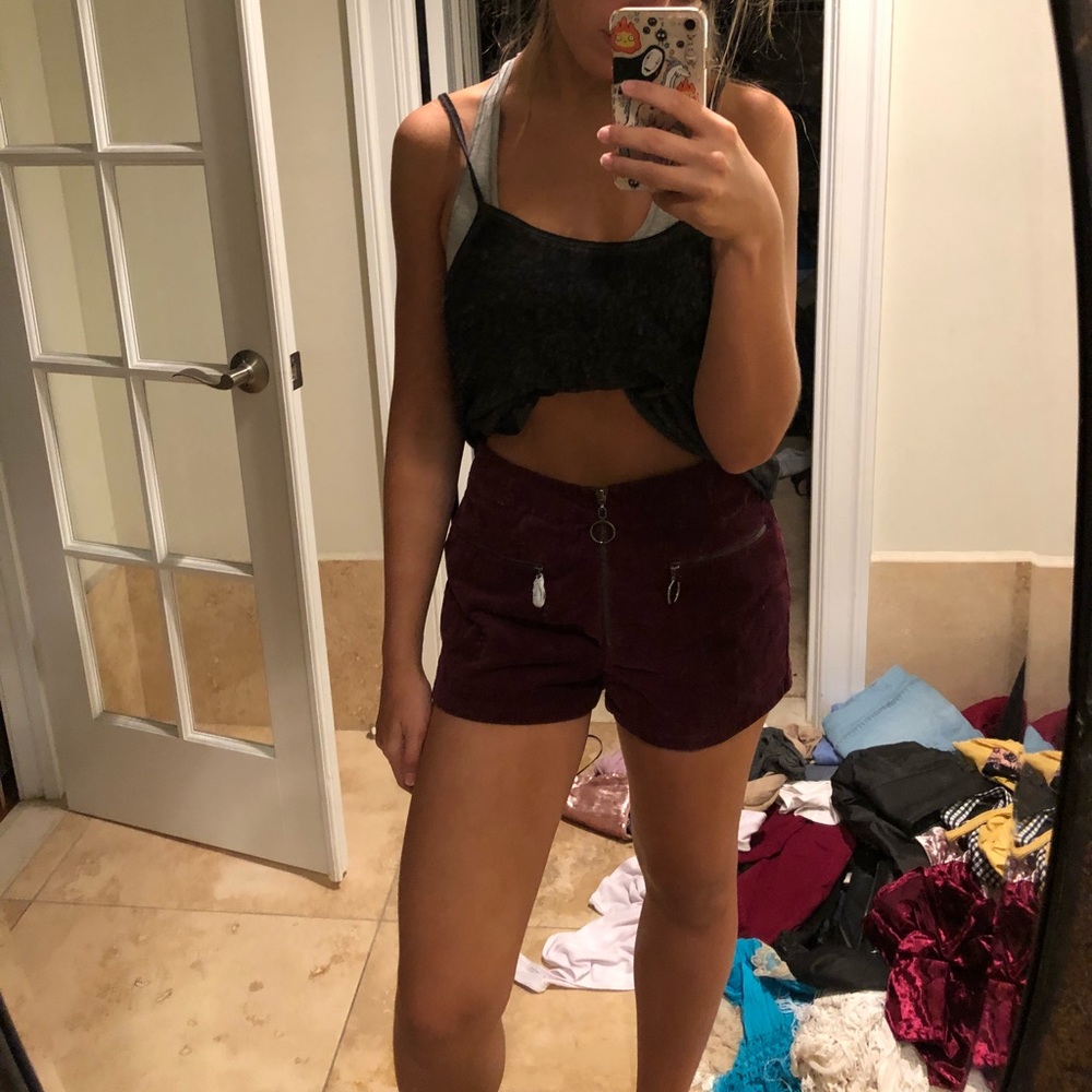 Maroon corduroy shorts